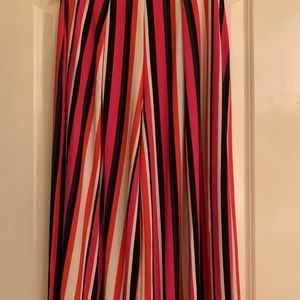 Black, orange, white and pink strip dress pants